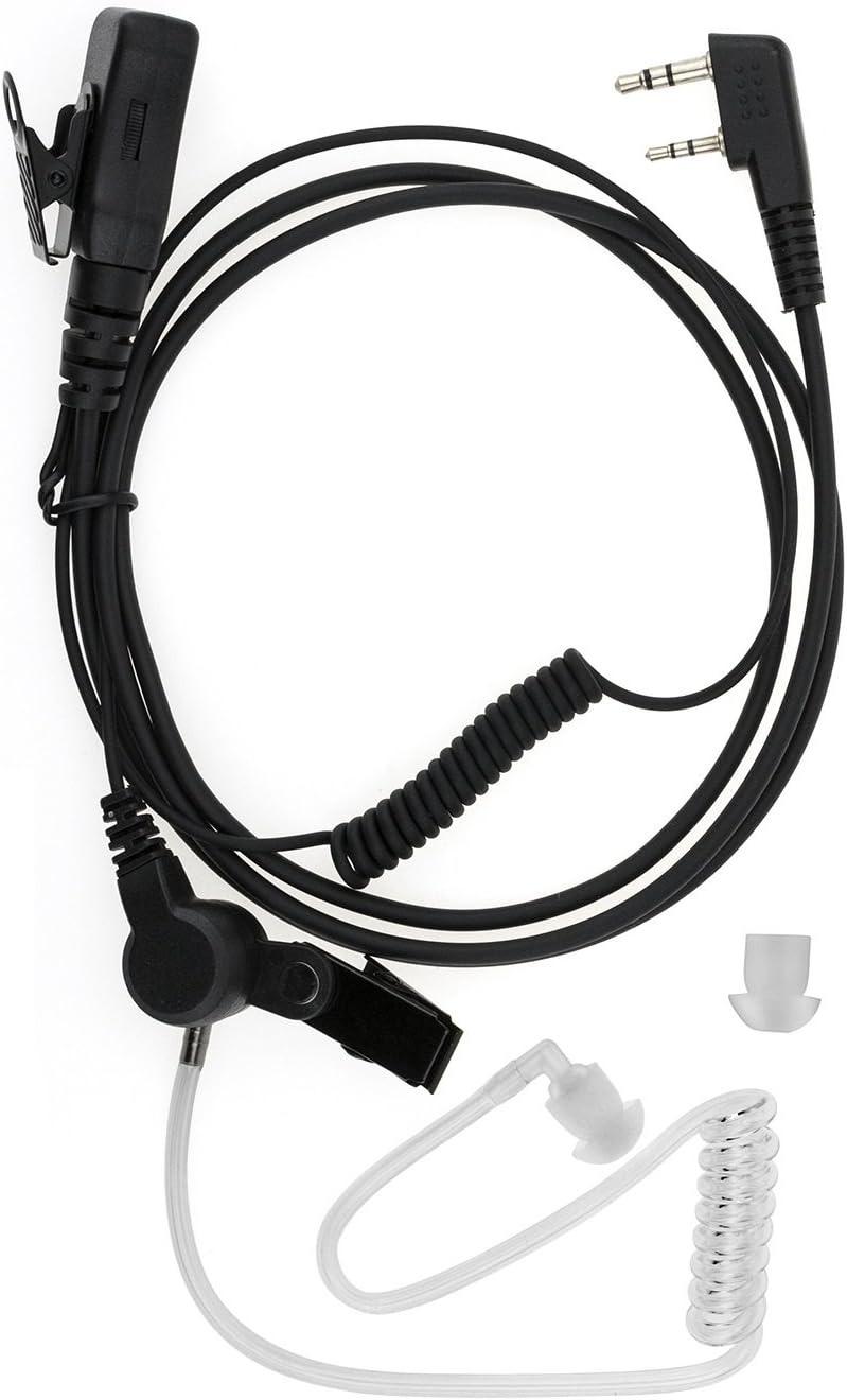 Debonice Air Acoustic Tube Walkie Talkie Earpiece Headset with PTT Microphone Volume Control for Kenwood Puxing Baofeng UV-5R BF-8888 (1pcs)