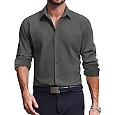 COOFANDY Men's Dress Shirts Long Sleeve Casual Button Down Shirt Solid Regular Fit Formal Business Shirts