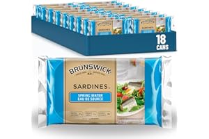 Brunswick Sardines in Spring Water - 106g, 18 Count - Canned Fish - Excellent Source of Protein - 17g of Protein Per 84g Serv