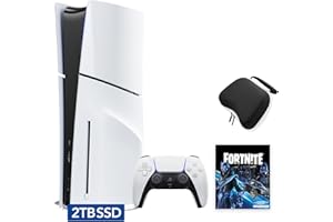 SONY PlayStation 5 Slim Upgraded 2TB Disc Edition Fortnite Cobalt Star Bundle with Wireless Controller and Controller Case - White, Slim PS5 2TB PCIe SSD Gaming Console with Disc Drive