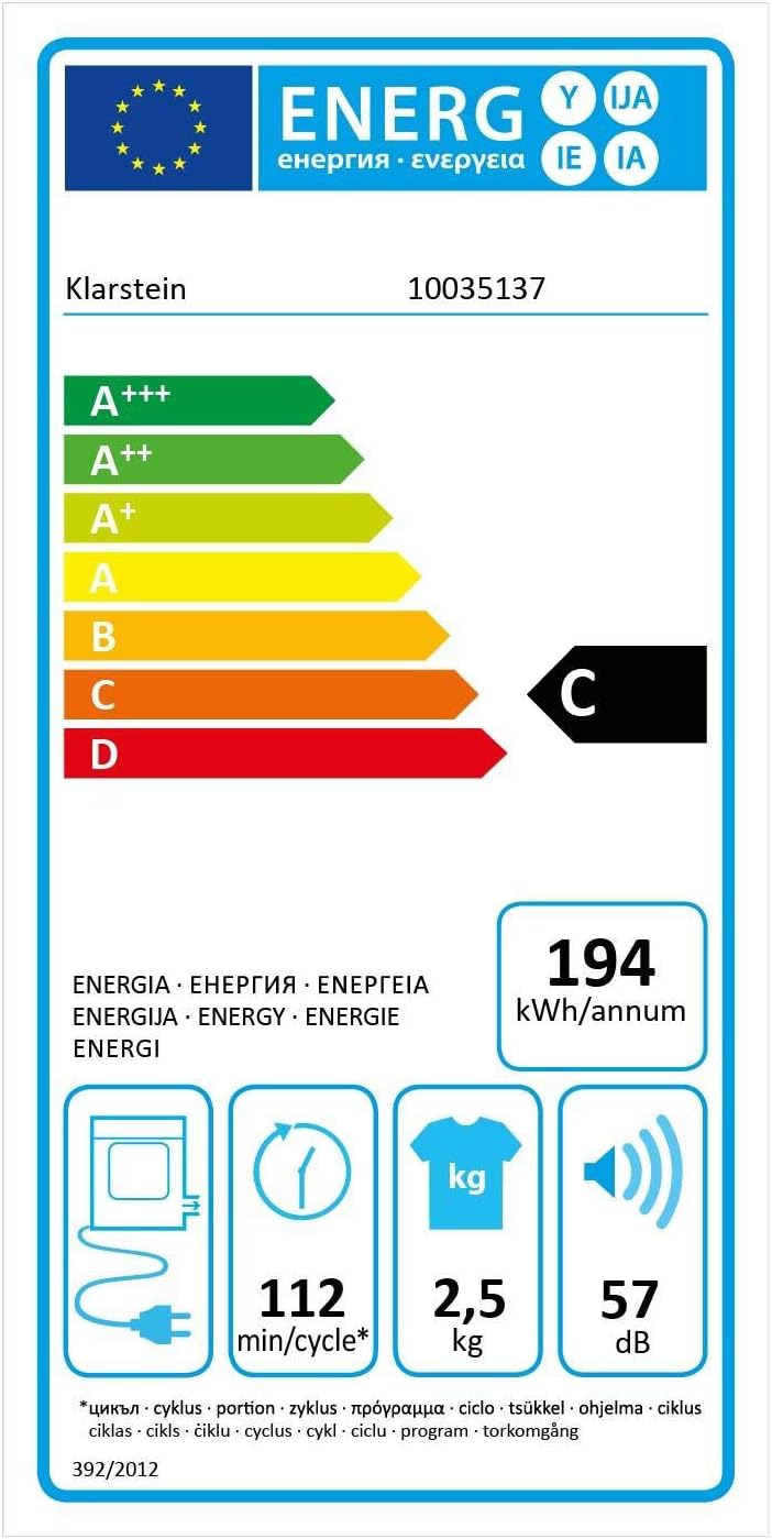 KLARSTEIN Jet Set 2500, Clothes Dryer, Exhaust Air Dryer, Front Loader, 850 W, Free-Standing/Substructure, EEC C, 2.5 kg - Image 3