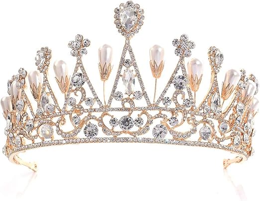 Amazon Com Yuybei Home Bridal Crown Crystal And Pearl Bridal
