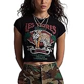 Graphic Baby Tees for Women Y2k Short Sleeve Floral Print Crop Tops Vintage Aesthetic Summer Teens Girl T-Shirt