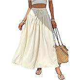 Floerns Women's High Waisted Tie Front Flowy Skirt Vacation Casual Maxi Skirts