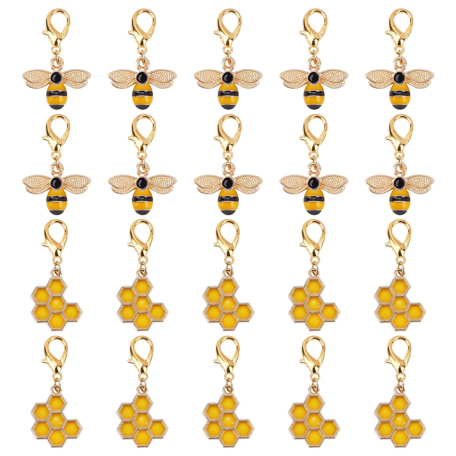 SUNNYCLUE 1 Box 40Pcs Bees Stitch Marker, Honey Bee Enamel Crochet Stitch Marker Charms Removable Lobster Clasp Locking Stitch Markers for Knitting Weaving Sewing Accessories DIY Handmade Gift Craft — image 1
