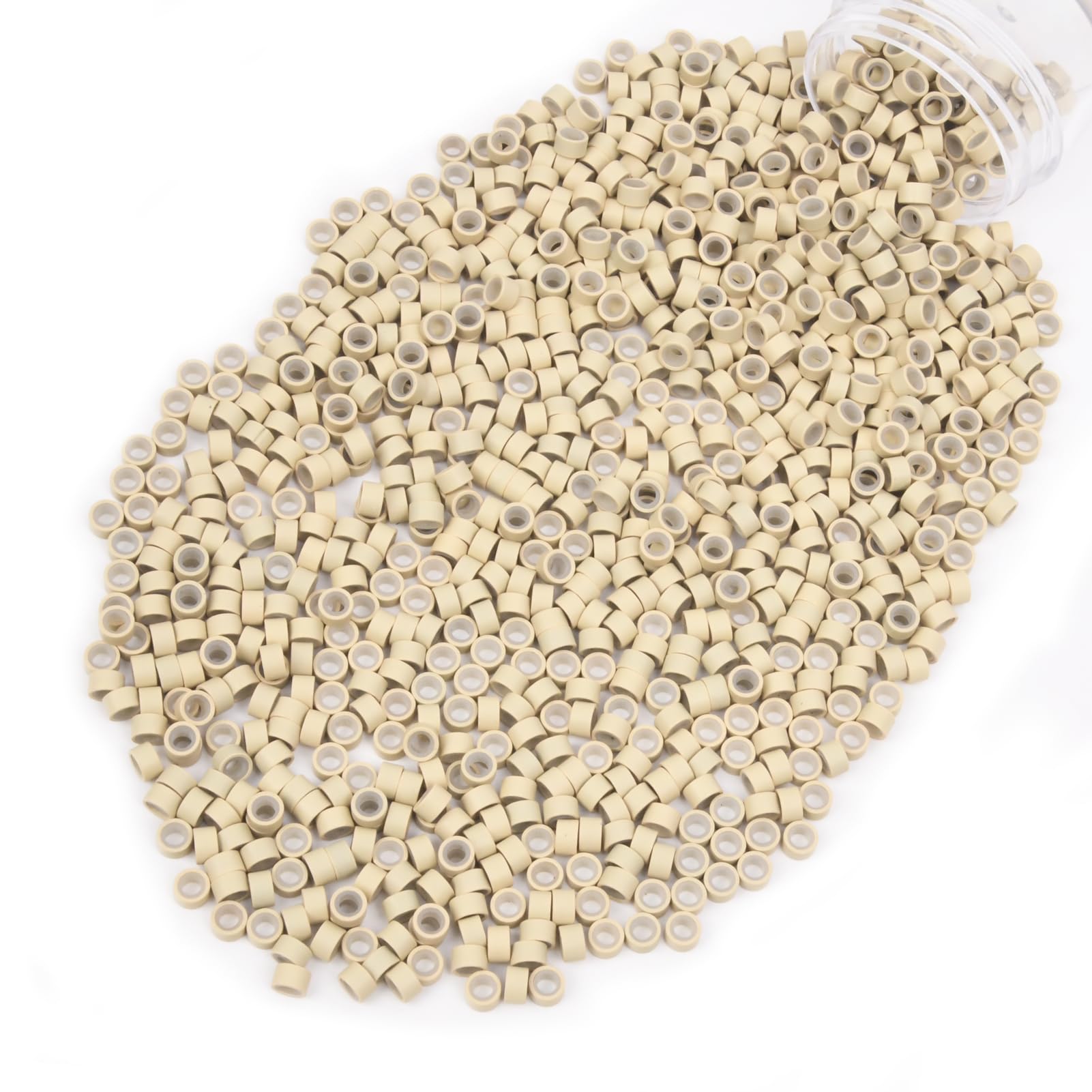 Vlasy 1000 Pcs Silicone Micro Rings for I Tip Hair Extensions 5mm Micro Nano Beads Micro Links Hair Beads (Blonde)