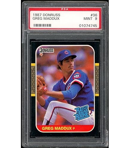 Amazon.com: 1987 Donruss #36 Greg Maddux PSA 9 Mint RC Rookie Cubs