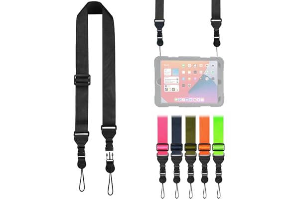 FIEIL Adjustable Shoulder Strap, Nylon Camera Strap, Comfortable Neck Strap for iPad, Cellphone Tablet, Camera, Laptop, Binocular, Luggage Bag (Black Universal Lanyard)