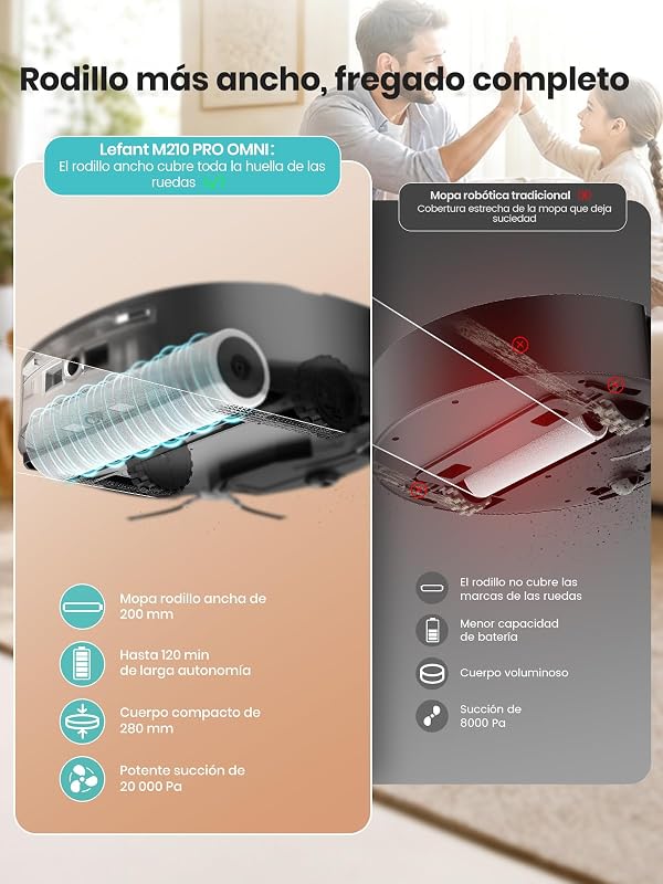 M210 Pro Omni Robot Aspirador e Limpador de Chão para Animais de Estimação, 20.000 Pa