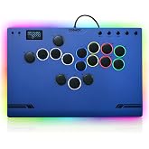 Haute42 M Ultra Gen2 Aluminum Leverless Arcade Stick, Hot-Swap, Blue | Cable Security Clasp &amp;Button LED Rings, Supports Hot Swap &amp; SOCD, Compatible with PC/Ps3/Ps4/Switch/Steam
