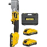 ALLOYPOWER 20V Brushless Right Angle Wrench, 207 Ft-lbs(280N.M) High Torque Cordless Power Tool with 2×2.0Ah Batteries, LED Light, 2-Speed Control, Compact 90° Design for Tight Spaces