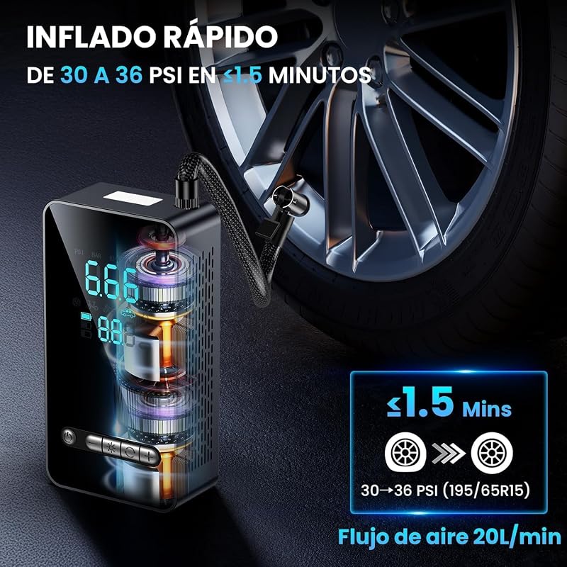 Inflador Ruedas Coche 150 PSI Hinchador Electrico Compresor Aire Compresor — foto 3 de 8