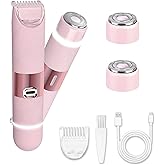 Electric Bikini Trimmer for Women, Electric Razors for Women Glow Aura Womens Shaver, Quiet Dual Head Waterproof Cordless Rechargeable Painless Trimmer for Underarms, Legs, Body (Pink)