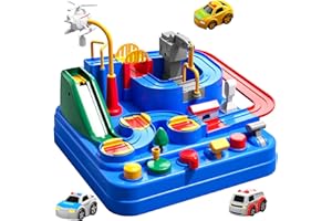 TEMI Boys Toys Car Track, Kids Race Track City Adventurous Toy for 3 4 5 6 7 Years Old Girls - Car Toys with 3 Cars, Birthday Gifts Toys for Boys 3-5 Years Old