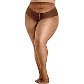 HeyUU Plus Size Sheer Tights for Women, Ultra Thin Pantyhose Reinforced Toes High Waist Stockings XL-4XL