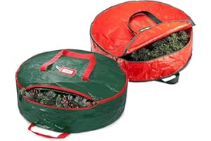 DREAM LOOM Christmas Wreath Storage Bag 24 Inch - 2 Pack Christmas Wreath Garland Storage Container with Dual Zipper & Handles, Wreath Storage Organizer Box Protect Xmas Ornaments Party Decorations