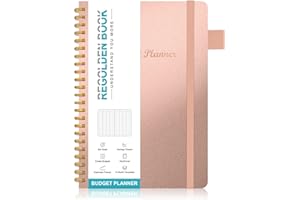 Regolden-Book Budget Planner - Undated Monthly Bill Organizer with Pockets, Hardcover Budget Book, Financial Planner & Accounts Book to Control Your Money. 12 Months- Rose Gold, A5 Size(8.5''x6")