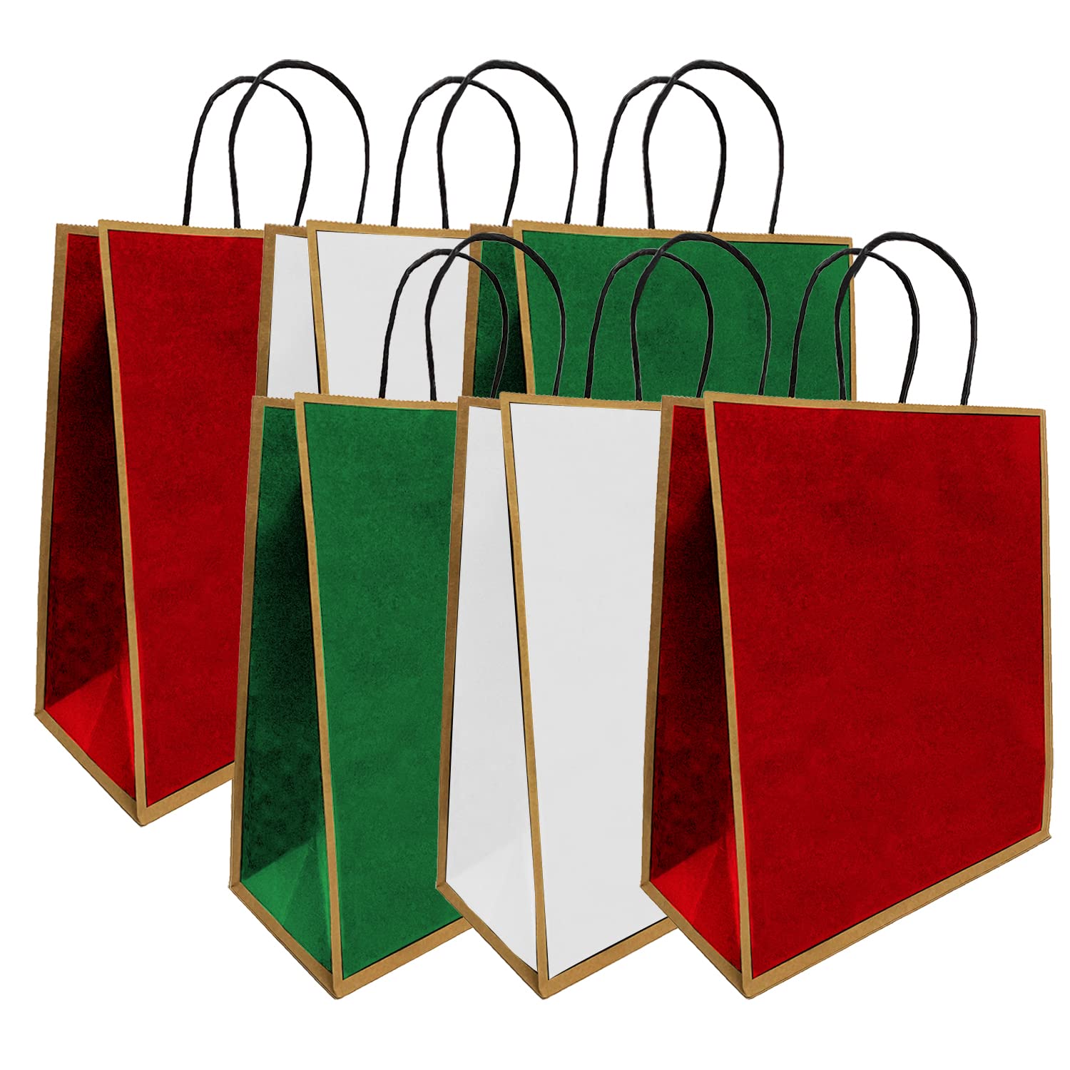 Kraft Thicken Natural Craft Large Wrapping Bags - 6Pcs, 10.5x5x13 Inch Gift Bags with Handle for Shopping, Birthday, Party, Holiday (Tri-color)