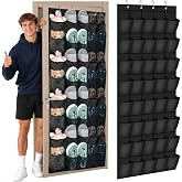 Windyun 1 Pcs 40 Pocket Over the Door Shoe Organizer Hang,Black | Large Breathable Mesh Hanging Shoe Rack, Space Saving Shoe Holder for Closet Dorm Bedroom Entryway Storage, Behind Design
