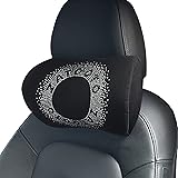 ZATOOTO Car Neck Pillow Memory Foam - Head Restraint Diamond Bling Neck Pain Relieved Cervical Support Black Seat Headrest Dr
