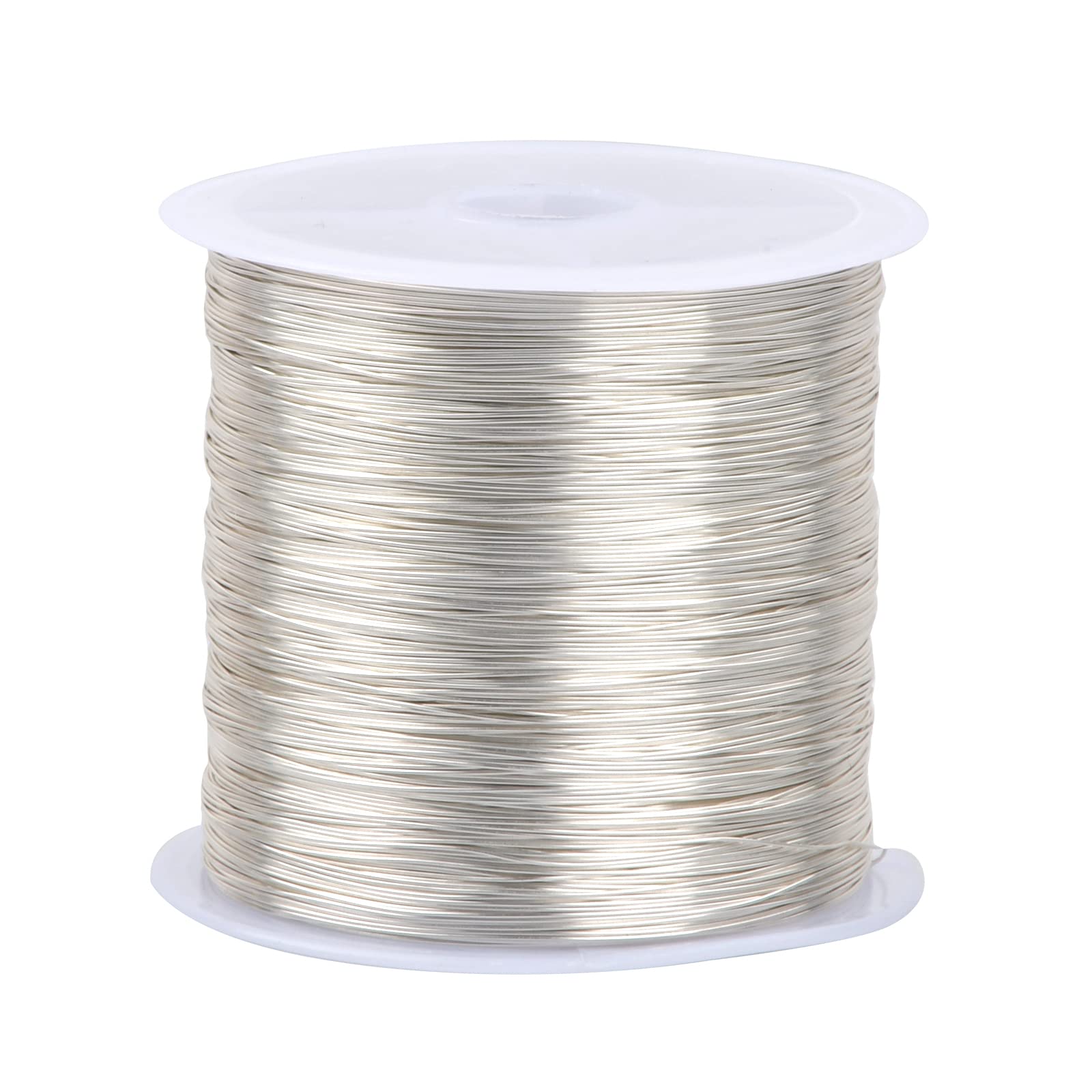 smatime 100m x 0.3mm Copper Jewelry Wire for Crafts Jewelry Beading Wire Metal Craft Wire for Jewellery Making Tarnish Resistant Bare Copper Wire Roll for DIY Necklace Bracelet Earring (Silver)