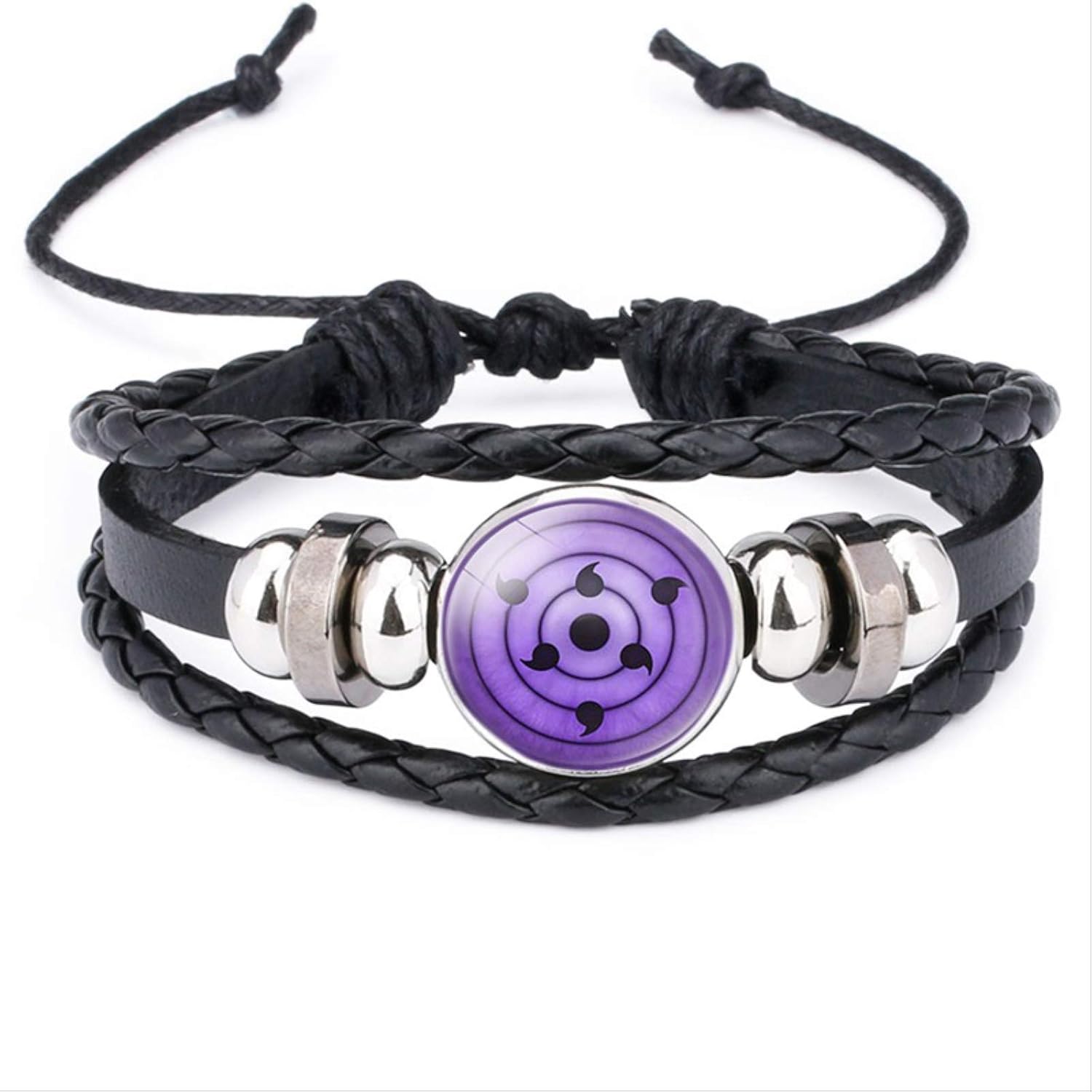 Braided Bracelet Anime Naruto Gemstone Leather Woven Bracelet Nine Hook