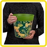 Hum Flowerpots 22cm Set of 3 Green Jungle Leopards Plastic Pots view 3