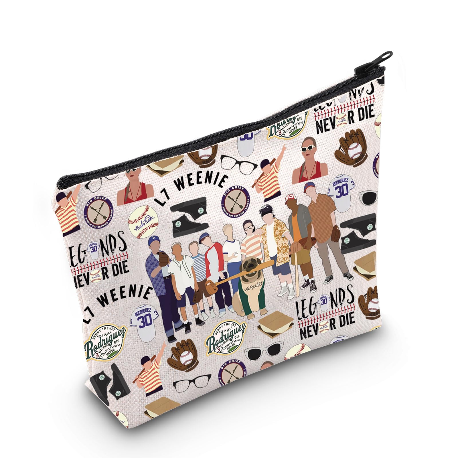 WZMPA The Slot Benny Travel Makeup Bag Scotty & Benny Fans Gift The Jet Rodriguez Benny Zipper Bag Benny Baseball Inspired Gift, Legends Never die — image 1