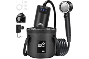 Yimserk 8000mAh Portable Camping Shower, 10-Speed Camp Shower Pump, LED Display, 4 Spray Modes, IPX8 Waterproof Outdoor Shower Kit for Hiking, Travel, Pet, Car Wash