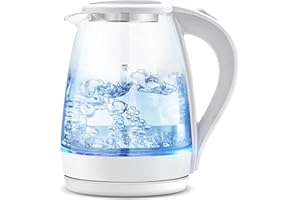 Pukomc Electric Kettle - 1.7L Hot Water Boiler - Glass Tea kettle with Wide Opening and Led Indicator, Auto Shut-Off and Boil-Dry Protection - Series 9460