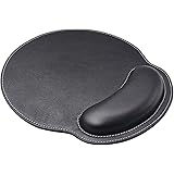 Mouse Pad Leather Wrist Rest Support, Ergonomic Memory Foam Mouse Wrist Rest Pad with Non Slip Rubber Base, Durable, Comforta
