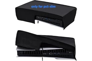 Mcbazel Horizontal Dust Cover for PS5 Slim Console Only, 1680D Oxford Cloth Anti-Scratch Backend Cutaway Design Protective Case for PlayStation 5 Slim Console Digital and Disc Edition - Black