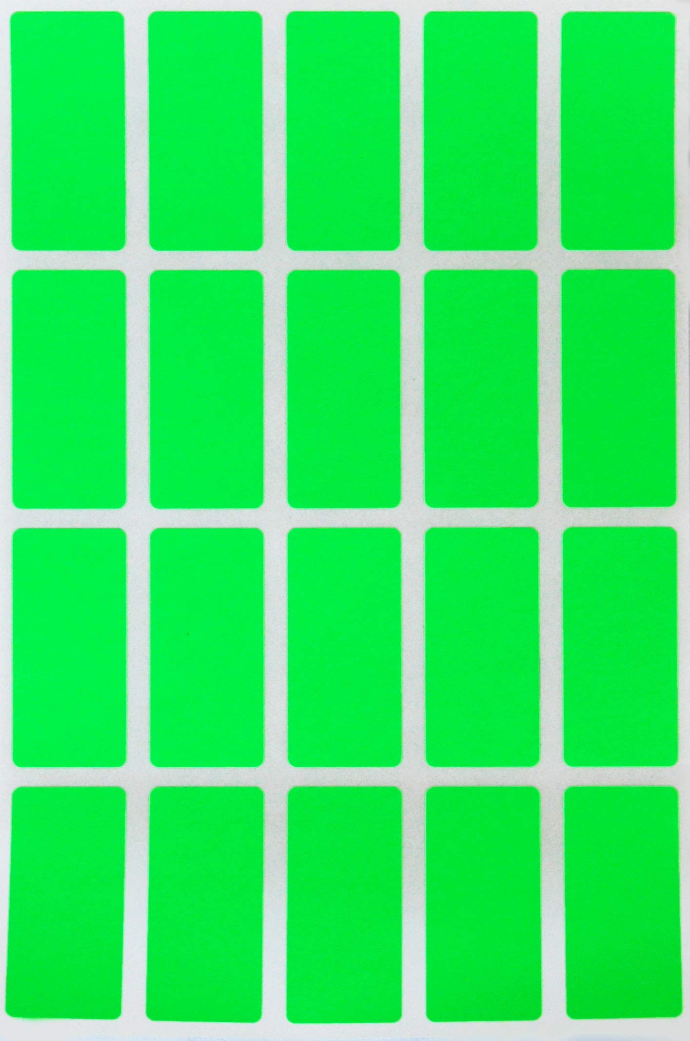 Royal Green Neon Green Rectangular Colored Labels 4cm x 1.9cm - Rectangle Color Code Stickers (40mm X 19mm)- 100 Pack