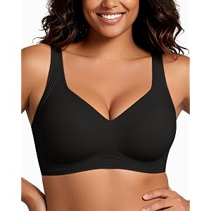 HORISUN Wireless Full Coverage Supportive Bras for Plus Size Women | no underwire comfortable,jelly support lift,seamless eve