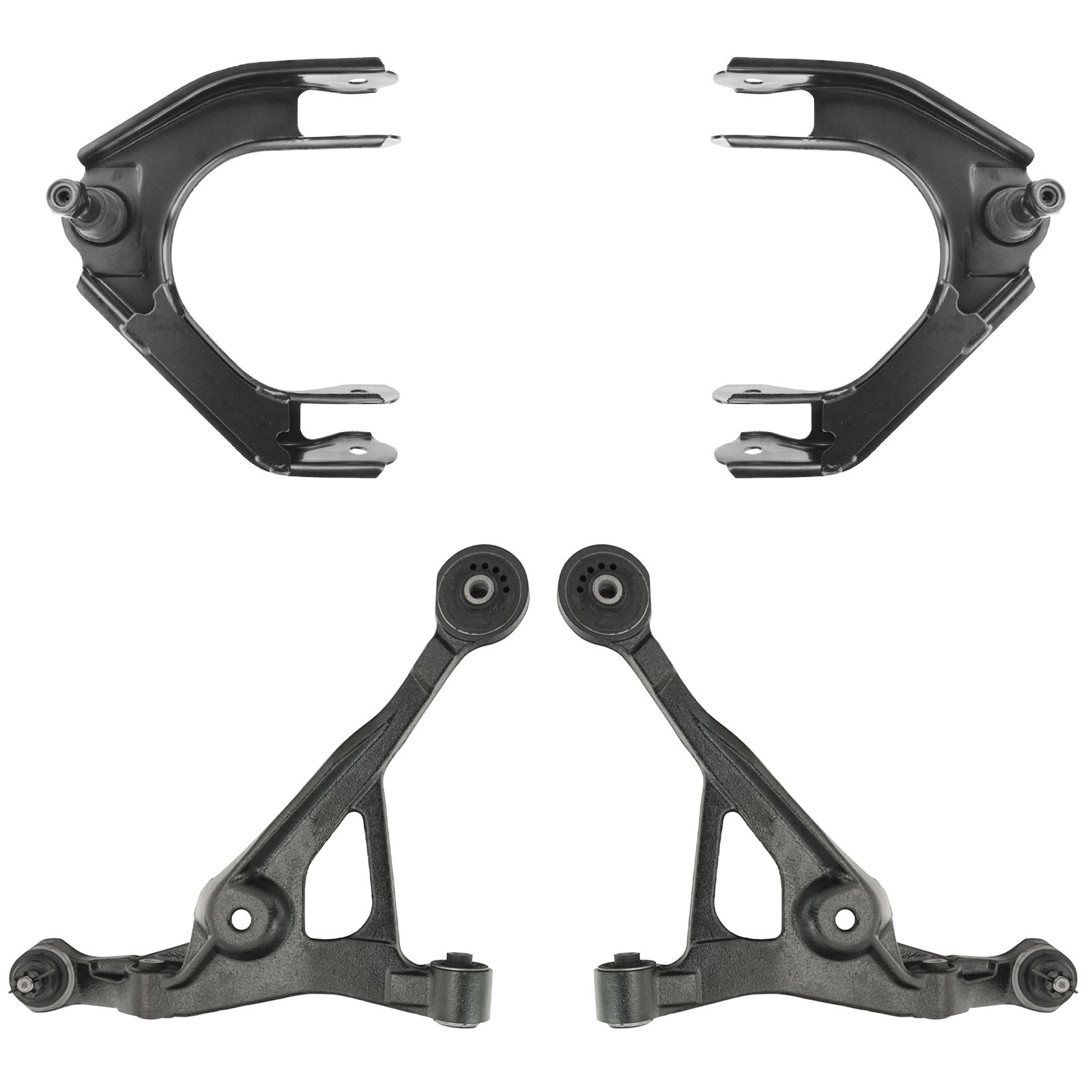 TRQ Front Upper and Lower Control Arm with Ball Joint Set 4 Piece Compatible with 1995-2000 Chrysler Cirrus 1997-2006 Sebring 1995-2006 Dodge Stratus 1996-2000 Plymouth Breeze Image
