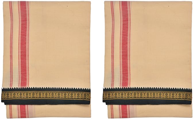 Men's Cotton Thalapathy Dhoti-Cream-Pack Of 2