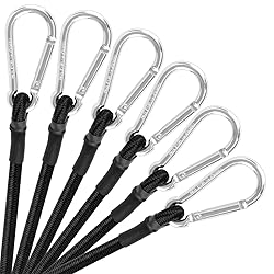 Bungee Cords with Carabiner Hooks, 12 Inch Small