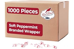 Red Bird Soft Peppermint Candy Mints, Bulk Candy Individually Wrapped, Branded Wrapper, 1000 ct