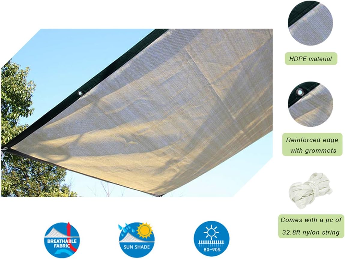 Insun Sun Shade Garden Tan Beige 90% Sunblock HDPE Shade Cloth for Plants 4m x 6m