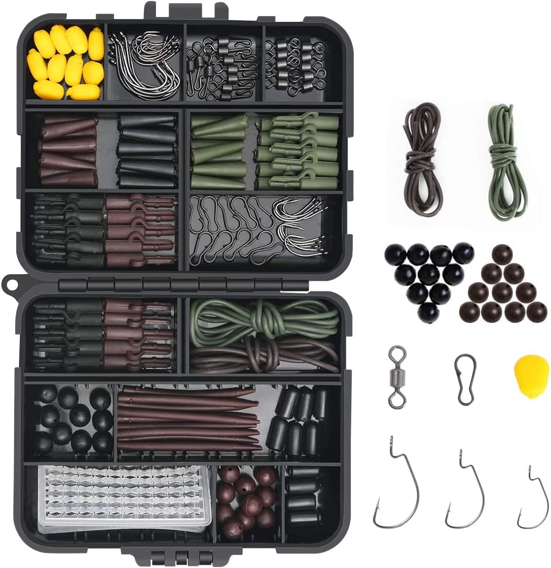 Vicloon 272 Pcs Carp Fishing Tackle Box, Fishing Accessories Kit Including Hooks, Safety Clips, Beads, Boilie Stops, Corn, Tubing & Other Accessories
