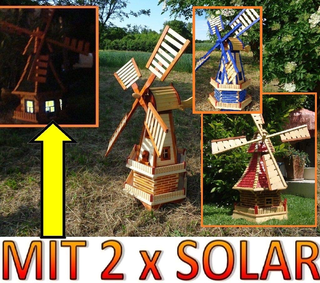 Grosse Windmühle SOLAR,WETTERFEST, Gartenwindmühle 130 cm, zweistöckig