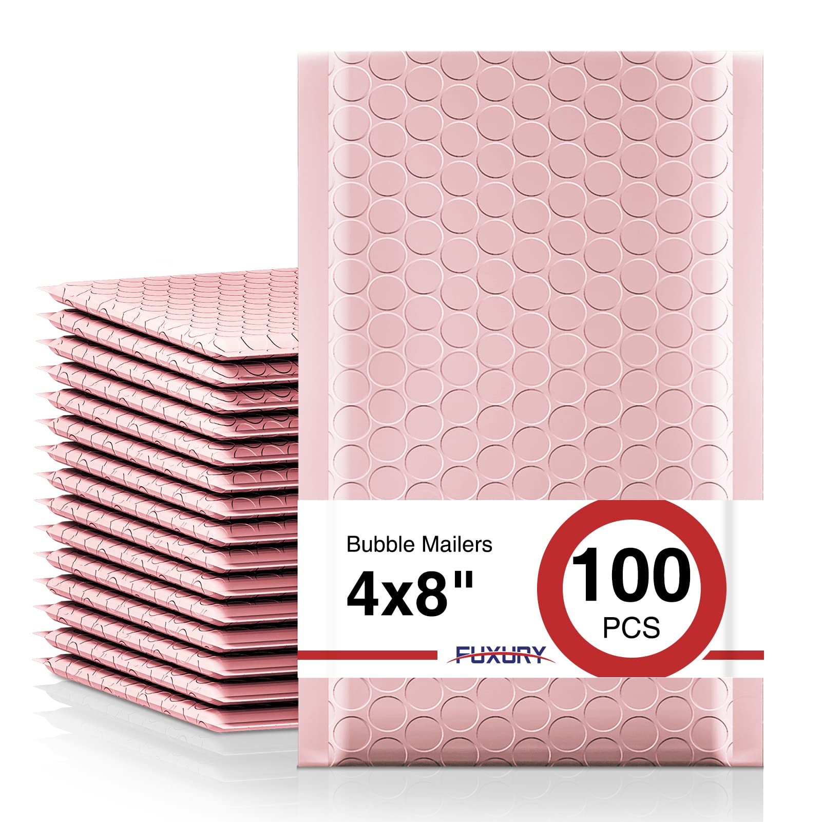 Photo 1 of Fuxury Small Bubble Mailers 4x8" 100 Pack Light Pink Bubble Mailer Usable Size 4x7" Self Seal Padded Envelopes Mother's Day Gifts Mailing Envelopes Bubble Padded for Shipping