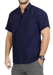 LA LEELA Men's Short Sleeve Button Down Summer