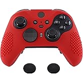 eXtremeRate PlayVital Red Soft Anti-Slip Silicone Cover Skins, Controller Protective Case for Xbox One Elite Series 2, Elite 2 Core with Thumb Grips Analog Caps