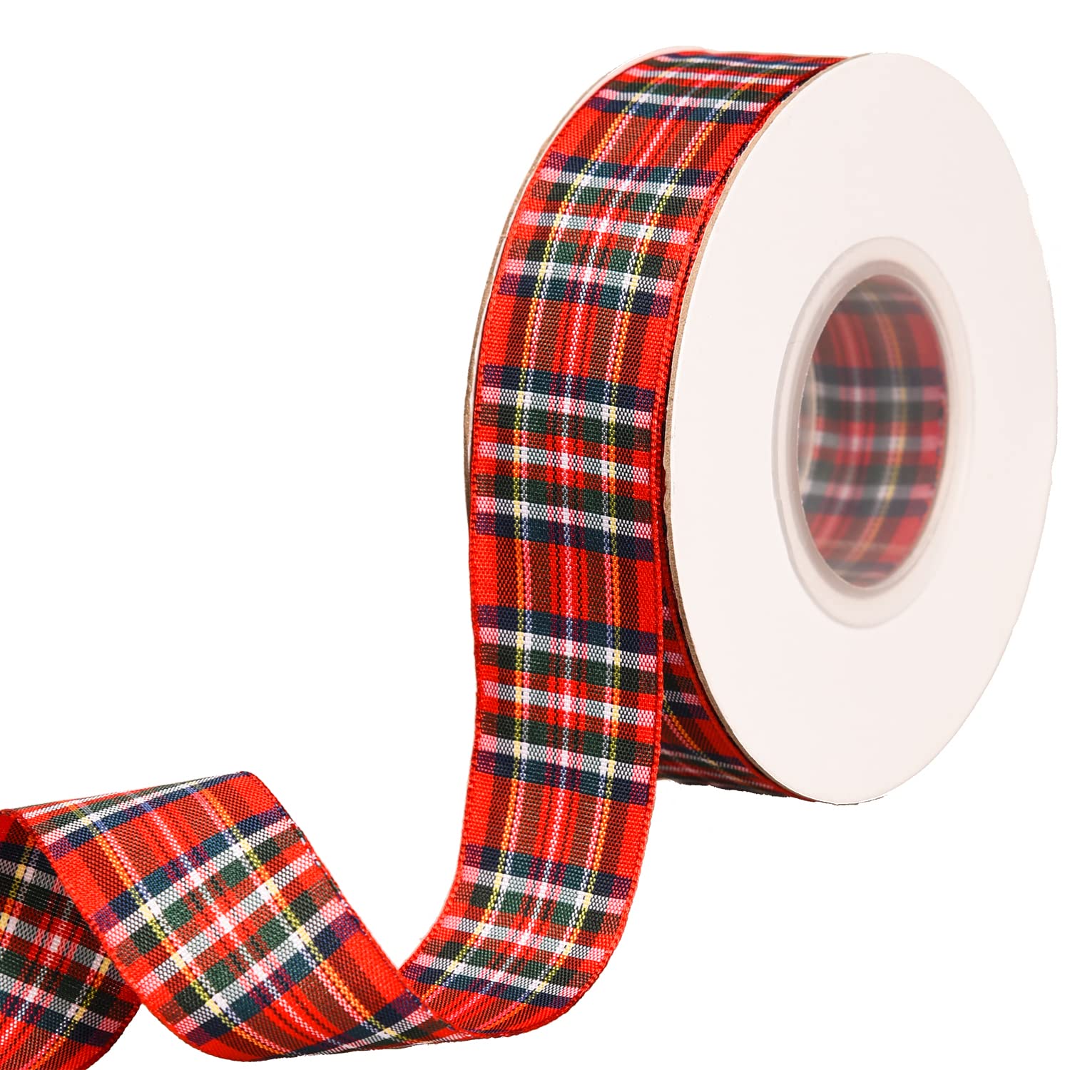 XNHIU 20 Yards x 15mm Tartan Ribbon - Red Classic Royal Stewart Christmas Ribbon - Red Green (15mm)