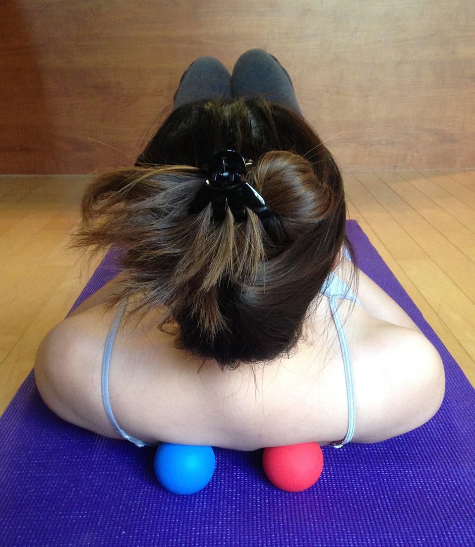 Kieba Massage Lacrosse Balls for Myofascial Release, Trigger Point Therapy, Muscle Knots, and Yoga Therapy. Set of 2 Firm Balls (Blue and Red): Sports & Outdoors
