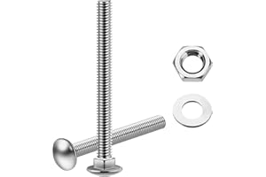 Mywish (14 Sets) 1/4-20 x 3 arriage Bolts Screws Round Head Square Neck and Hex Nuts & Flat Washers, Full Threaded 304 Stainl