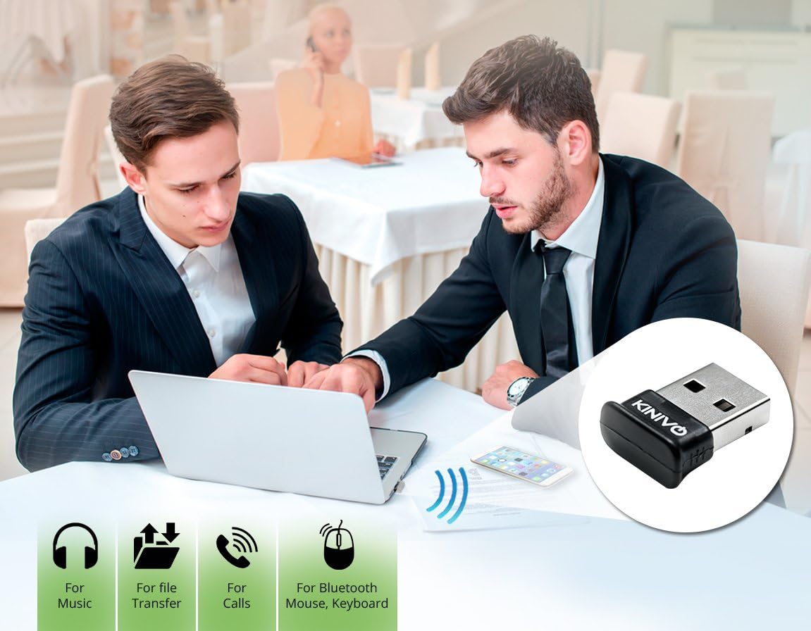 Kinivo USB Bluetooth Adapter for PC BTD400 (Bluetooth 4.0 Dongle Receiver, Low Energy), Compatible with Windows 11/10/8.1/8 - Image 3