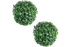 Azure Zone, Pack of 2 7" Topiary Balls Artificial Boxwood Plant Green Ball for Hanging Indoor Outdoor Garden