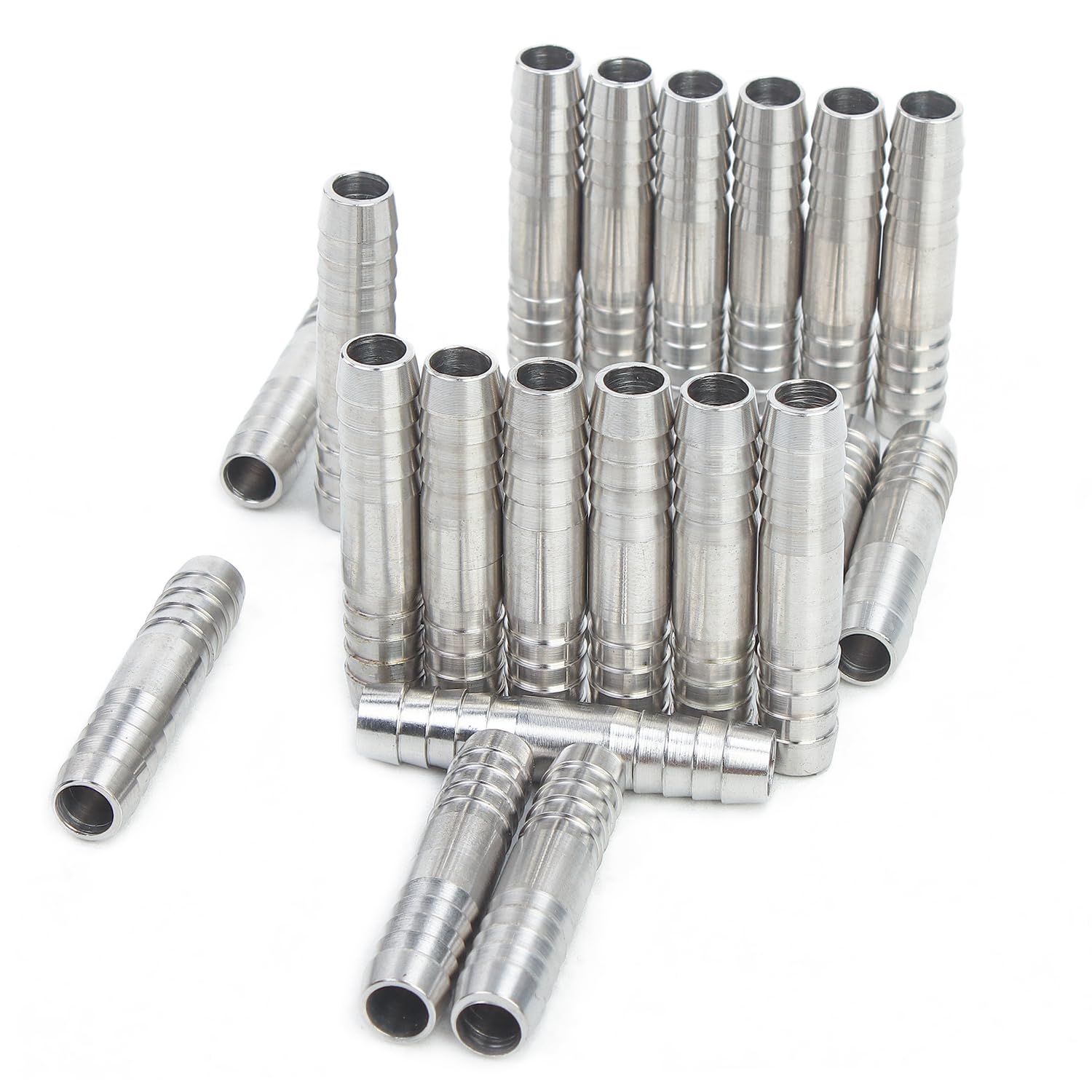 LTWFITTING Bar Production Stainless Steel 316 Barb Splicer Mender 5/16" (8mm) Hose ID Fitting Air Water Fuel Boat (Pack of 25)